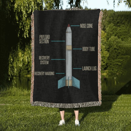 Aerospace Model Rocket Kit Drawing Design Woven Blankets