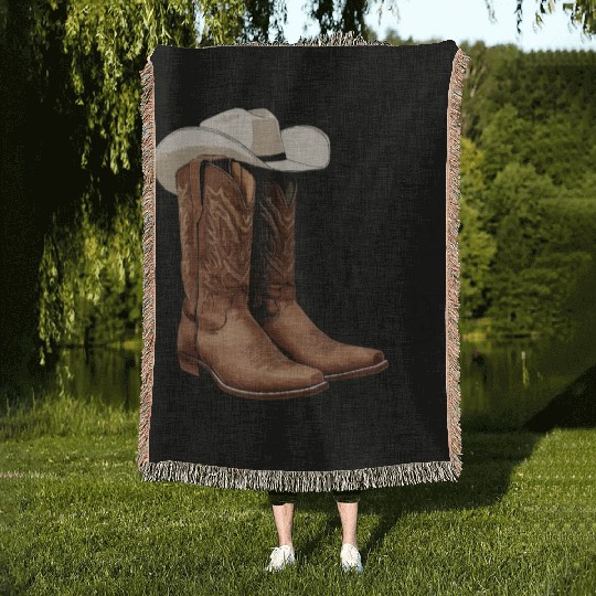 My Hero Wears Cowboy Boots I Call Him Daddy Woven Blankets