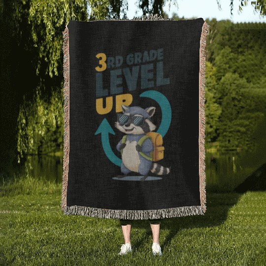 3RD Grade Level Up Back To School Design Woven Blankets