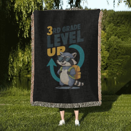 3RD Grade Level Up Back To School Design Woven Blankets
