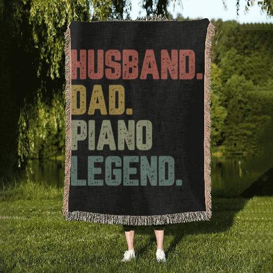 Husband Dad Piano Legend Funny Father Woven Blankets