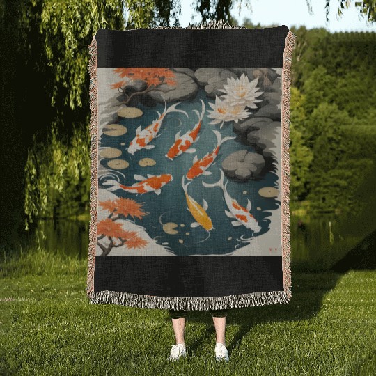 Koi Pond 2 Woven Blankets