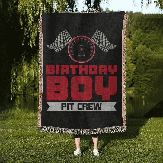 Birthday Boy Pit Crew Racing Race Car Costume Woven Blankets