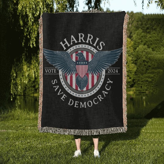 Kamala Harris Save Democracy Vote 2024 Woven Blankets