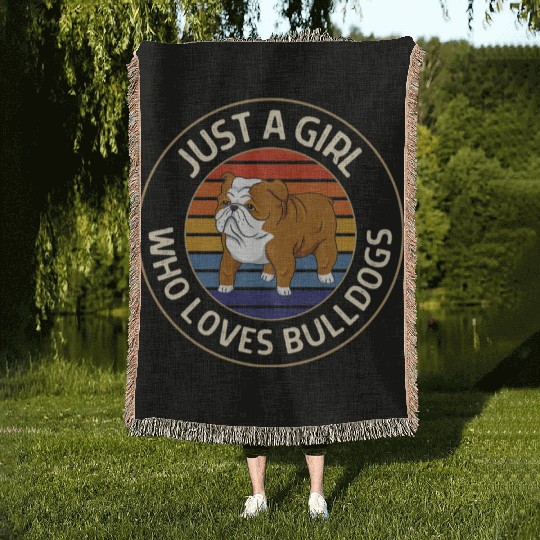 Just a Girl Who Loves Bulldogs Bulldog Lover Woven Blankets