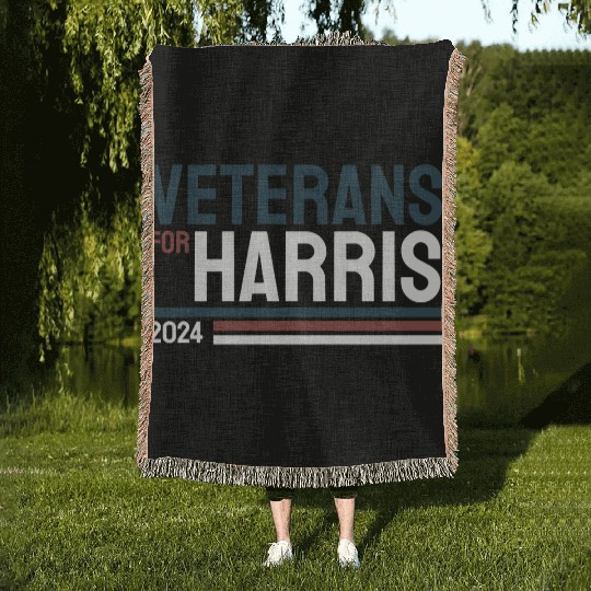 Veterans For Kamala Harris 2024 Election Woven Blankets