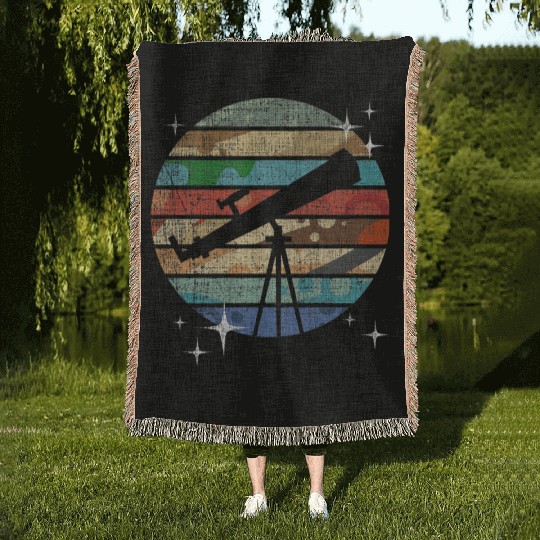 Planets Of Solar System Telescope Astronomy Woven Blankets