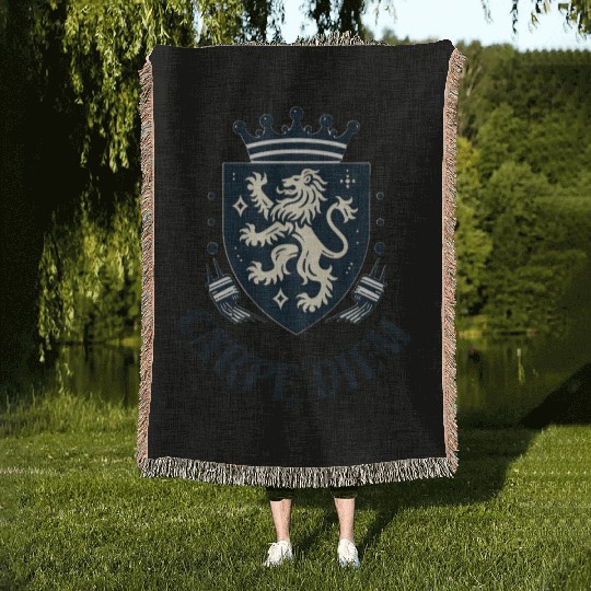 Carpe Diem - Elegant Heraldic Crest With Lion and Woven Blankets