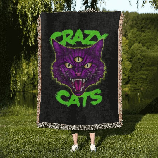 CRAZY CAT Woven Blankets