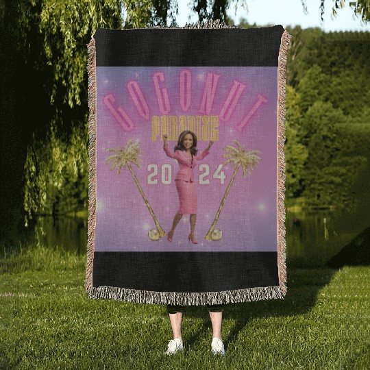 Kamala Harris 2024 Madam President and Coconut Mem Woven Blankets