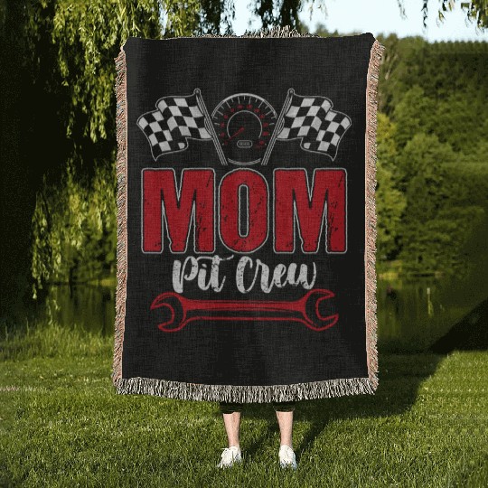 Race Car Birthday Party Racing Family Mom Pit Crew Woven Blankets