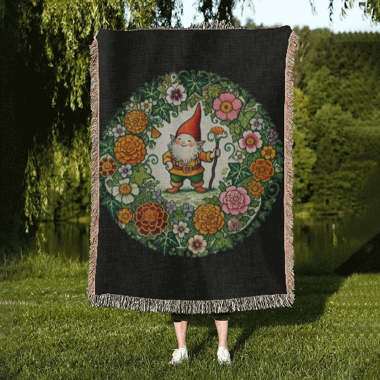 Garden Gnome Woven Blankets