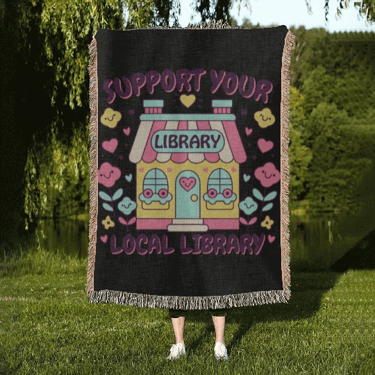 Support Your Local Library Woven Blankets