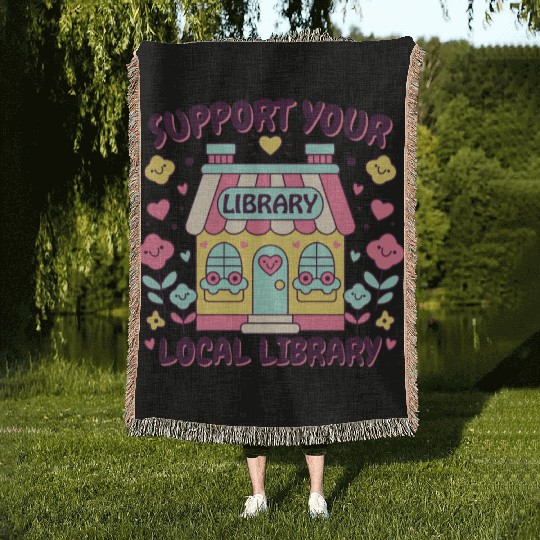 Support Your Local Library Woven Blankets