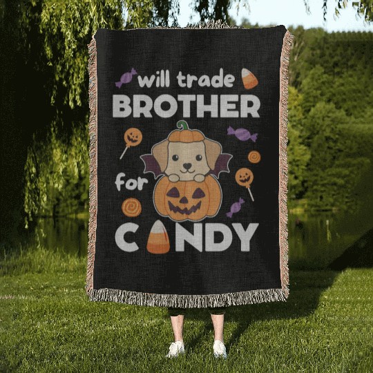 Labrador Halloween Trade Brother For Candy Woven Blankets