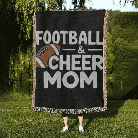 Football Cheer Mom Proud and Loud Woven Blankets