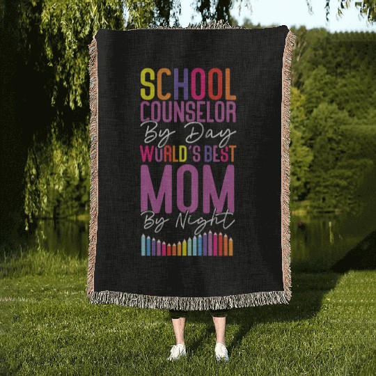 School Counselor Mom School Woven Blankets