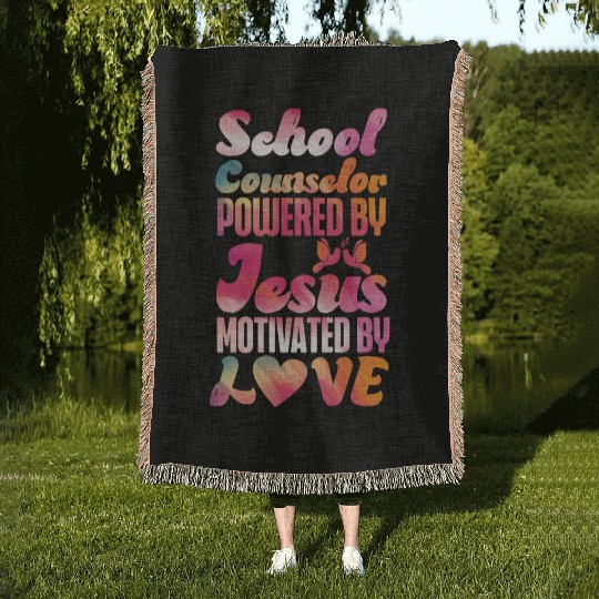 School Counselor Jesus Faith Woven Blankets