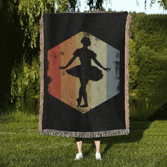 Ballet Girl Sketch Vintage Look Woven Blankets