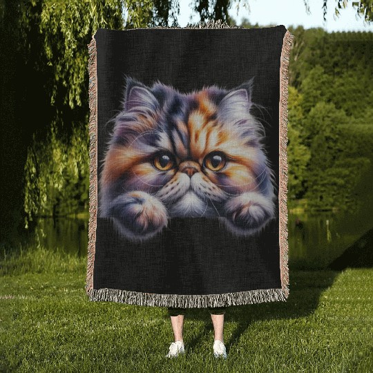 Persian cat Woven Blankets