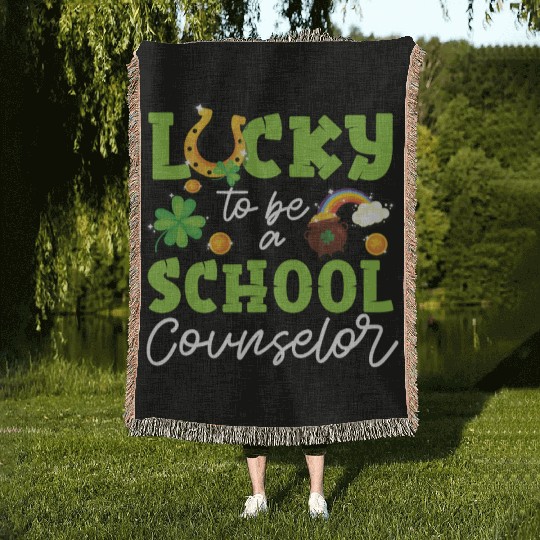 School Counselor St Patricks Day Woven Blankets