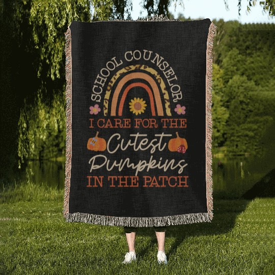School Counselor Pumpkin Fall Woven Blankets
