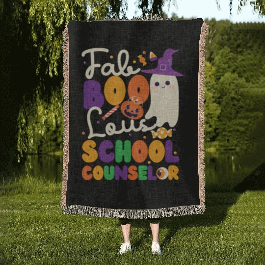 School Counselor Halloween Ghost Woven Blankets