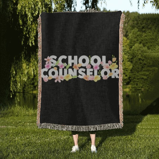 School Counselor Flower Floral Woven Blankets