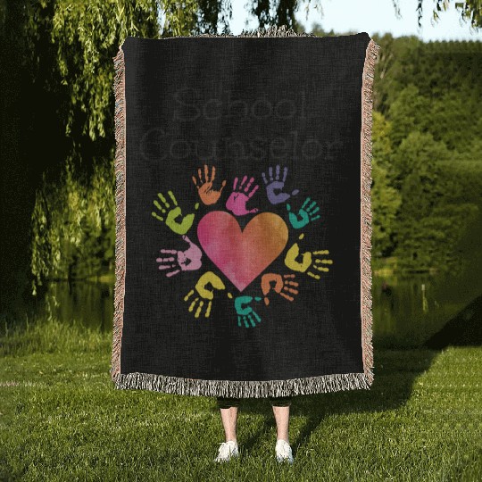 School Counselor Heart Woven Blankets