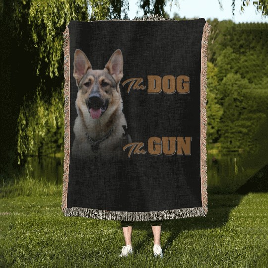 German Shepherd Gun Owner Woven Blankets