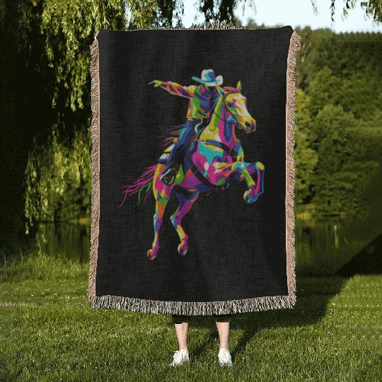 Rodeo Barrel Racer Barrel Racing Horseback Riding Woven Blankets