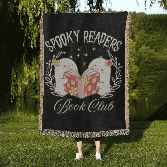 Spooky Readers Book Club -Halloween season Woven Blankets