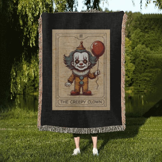 Clown - Clown Tarot - Scary Clown Halloween Clown Woven Blankets