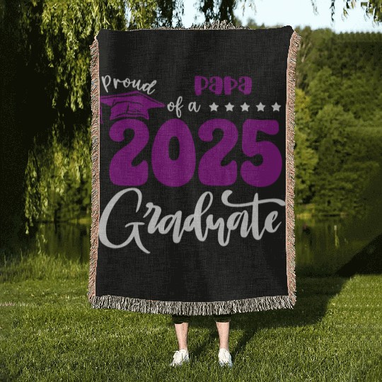 Proud Papa Graduate 2025 Senior Class of 2025 Grad Woven Blankets