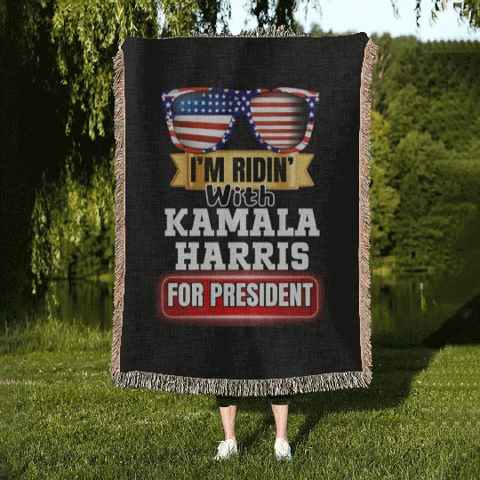 Vote for Kamala Harris 2024 election campaign. Woven Blankets