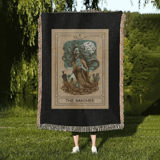 Banshee - Banshee Tarot Card - Halloween Banshee Woven Blankets