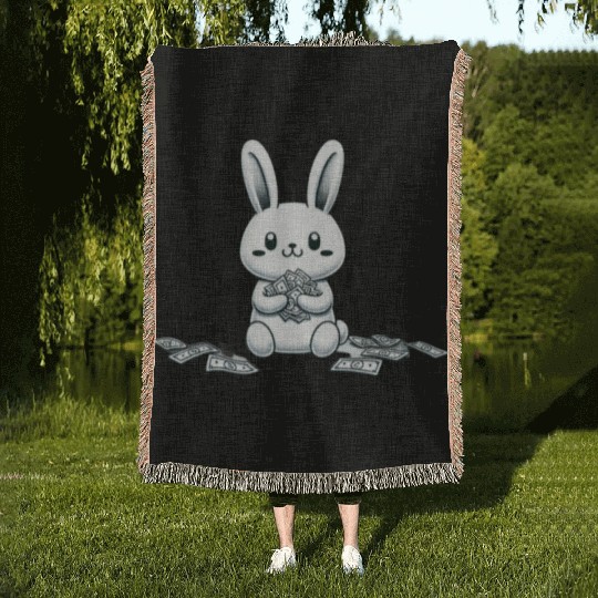 lucky money rabbit Woven Blankets