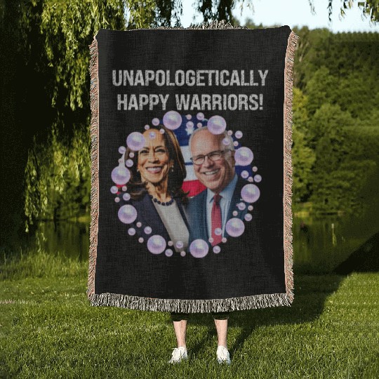 Harris & Walz Unapologetically happy warriors 2024 Woven Blankets