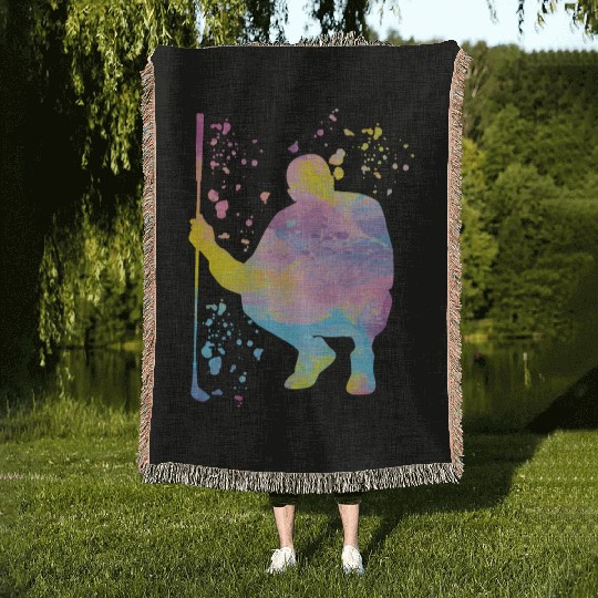 Golfer Colorsplash Kids Miniature Golf Woven Blankets