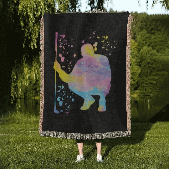 Golfer Colorsplash Kids Miniature Golf Woven Blankets