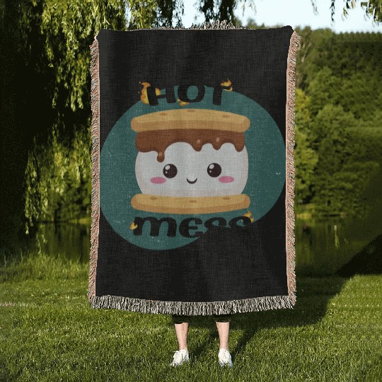 Hot Mess Kawaii S'more Meme Woven Blankets
