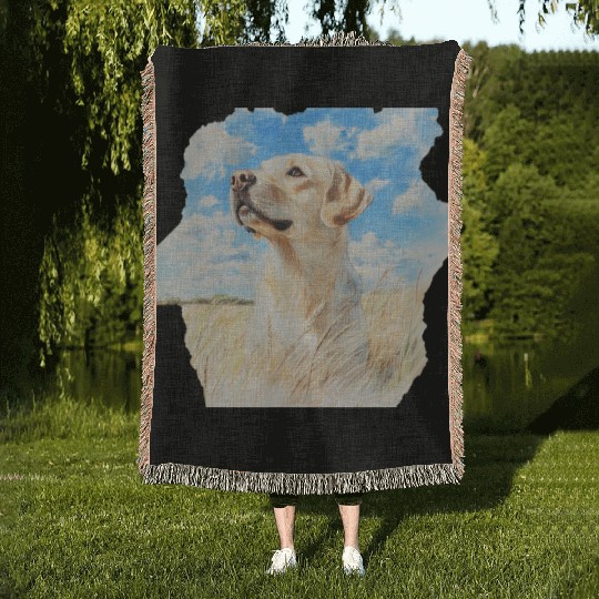 Nature Labrador Retriever Field Art Lab Watercolor Woven Blankets