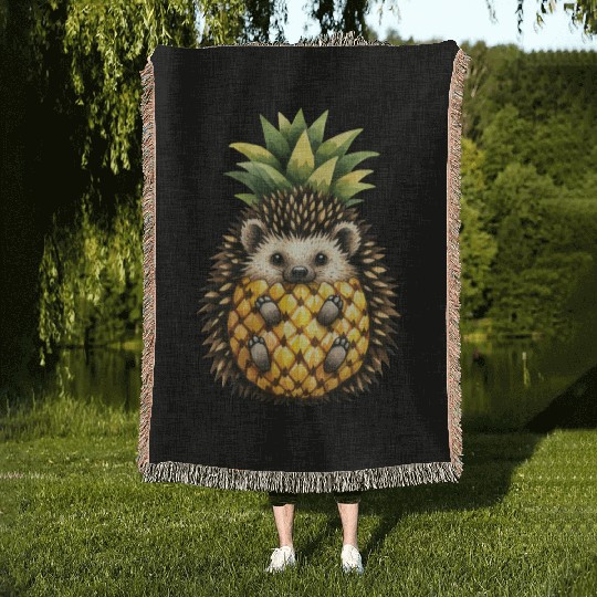 Spiky Pineapple Fruit Lover Funny Design Woven Blankets