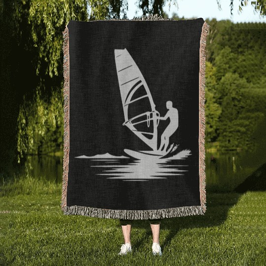 Windsurfer Surf Training Water And Wind Woven Blankets