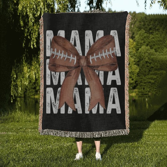 Coquette Football Mama Game Day Football Season Mo Woven Blankets