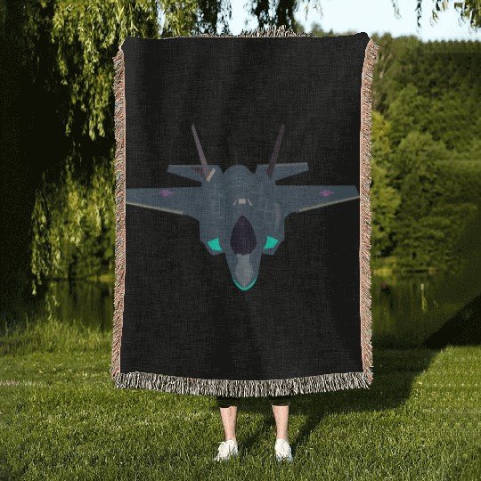 Stealthy F-35 Fighter Jet Design Woven Blankets