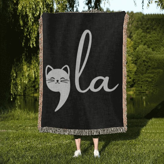 Cat Comma La Kamala Harris For President 2024 Woven Blankets