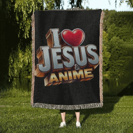 I Love Jesus & Anime Woven Blankets