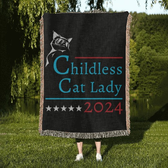 "Childless Cat Lady" Kamala Harris 2024 Woven Blankets