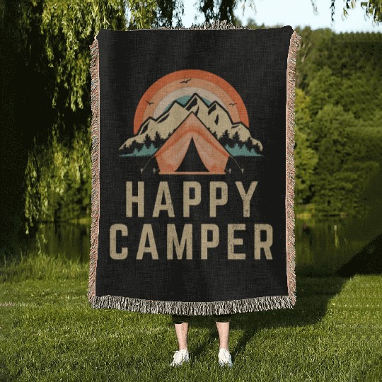 Happy Camper - Camping Lover Woven Blankets
